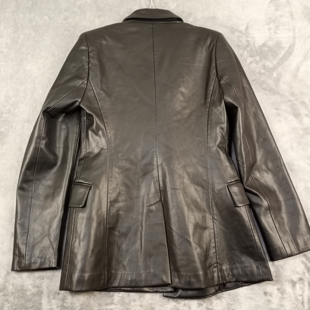 Zara Women's Black Faux Leather Blazer Jacket Size Medium - Picture 8 of 16